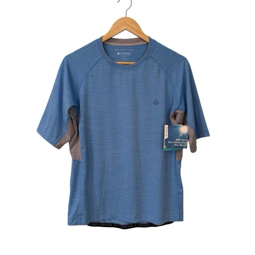 Coolibar Shirt Light Blue Aqua Suntect UPF 50+ Mens M Workout Active Casual